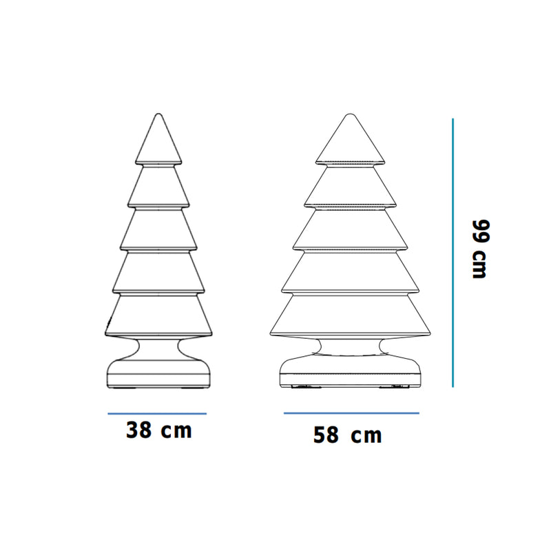 Snowy 100 Cable - Lampada in plastica luminosa, forma ad albero di Natale, IP65 da esterno, altezza 100cm, 2xE27 8W luce fredda incluse, Newgarden
