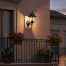 applique classica da esterno in alluminio nero ip44 con lanterna quadrata