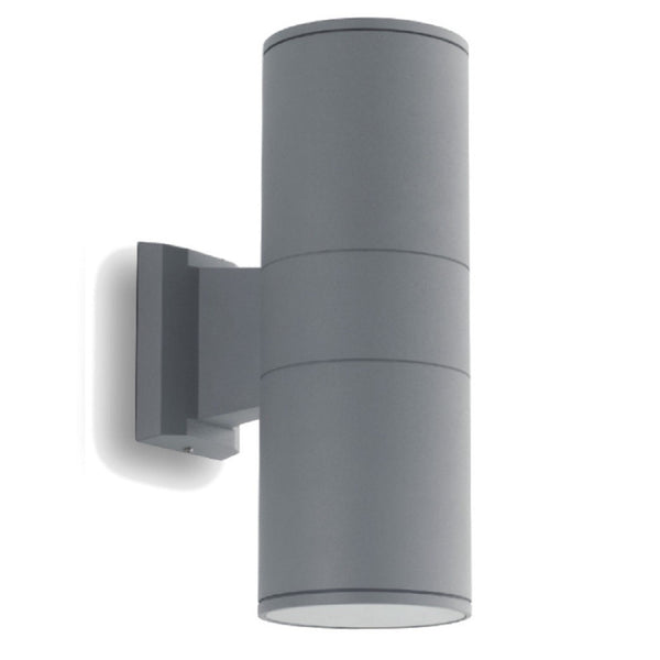 applique da esterno jump grigio silver in acciaio con doppia illuminazione su e giù