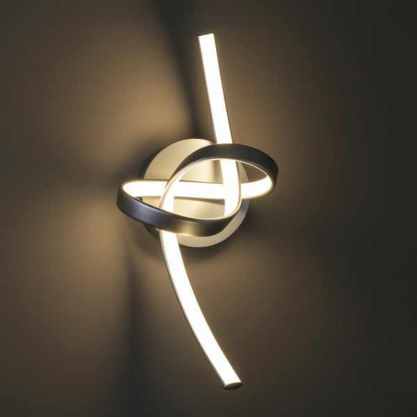 applique led moderna kiley in metallo curvo annodato finitura acciaio satinato altezza 40 cm