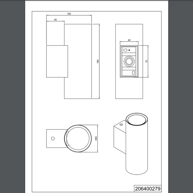 Cleo 206400279 Lampada tonda foglia oro con luce sopra e sotto per arredamento moderno