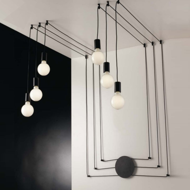 lampada moderna habitat 6 luci nero installabile a parete o soffitto
