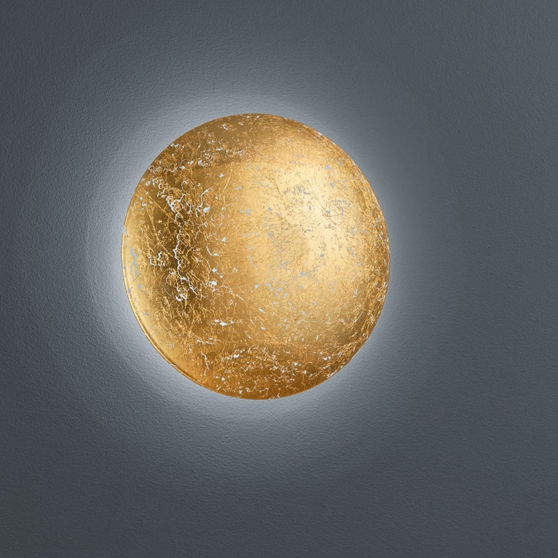 Applique moderna tonda Chiros in metallo finitura foglia oro LED 8W