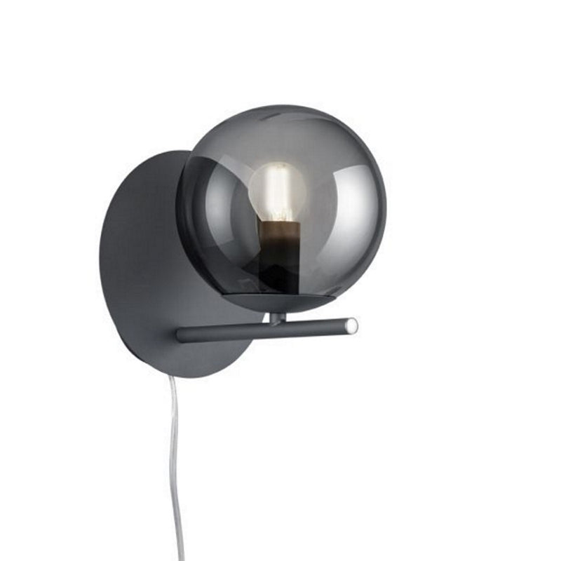 Applique Pure in metallo antracite con vetro fumè