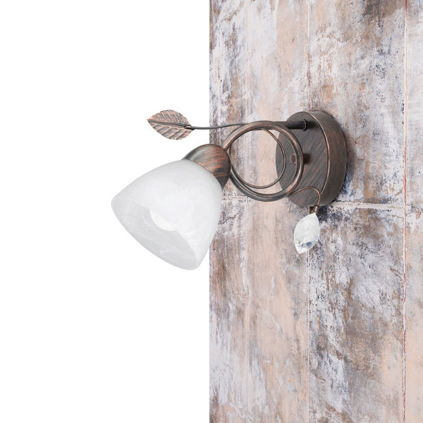 Applique Traditio in metallo ruggine con vetro alabastro