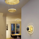 Aurora - Applique LED elegante con illuminazione riflessa indiretta, finitura in foglia oro, forma tonda diametro 20cm