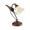 Lampada in stile fiorentino arte povera, finitura corten e vetro ambra