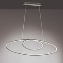 Avus - Sospensione LED 35W doppia ellisse moderna, acciaio satinato, 3 intensità di luce