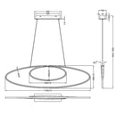 Avus - Sospensione LED 35W doppia ellisse moderna, acciaio satinato, 3 intensità di luce