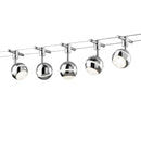 Sistema a Tesata Completo con 5 Faretti LED Orientabili su Cavo 10 m – 1750 Lumen, Finitura Cromo, Luce Calda 3000K