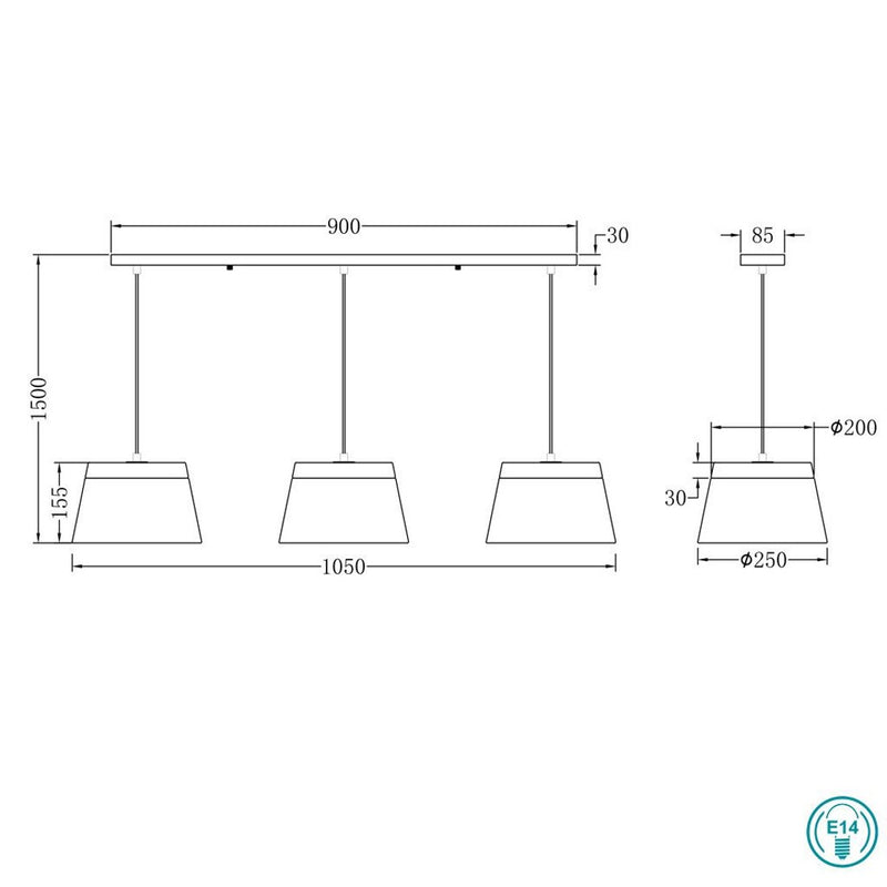 Baroness 308900632 | Lampadari da cucina moderni | Trio Lighting