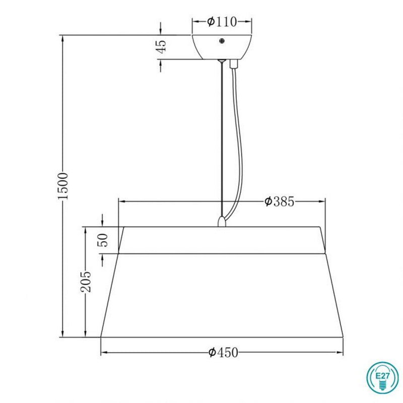 Baroness - Lampadario a sospensione moderno cono nero Ø 45cm, 3 luci