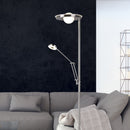 piantana moderna nickel satinato LED 32W + 6W con braccio lettura