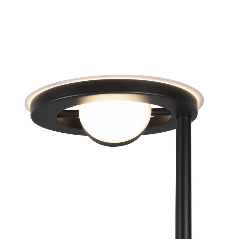 Barrie - Lampada da terra moderna nera, piantana LED 32W con braccio da lettura LED 6W