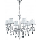 Lampadario con pendagli in cristallo K9 e decoro floreale su paralumi – EnlightenStore