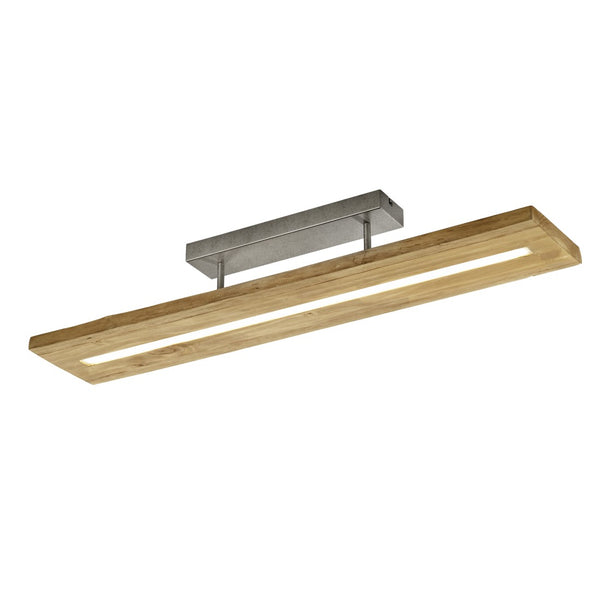 Plafoniera LED Brad in legno chiaro e metallo con 3 intensità regolabili 27W