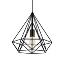 lampadario gabbia cage nero in metallo a forma di diamante