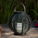 Lampada LED da tavolo a ricarica solare, da giardino, stile vimini, IP44