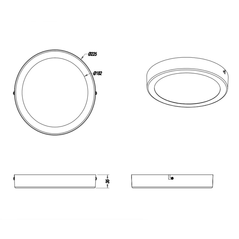 Plafoniera LED 17W Ø23cm acciaio