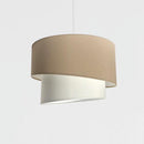 Lampadario sospensione doppio cilindro tessuto sabbia e bianco Made in Italy diametro 40 cm