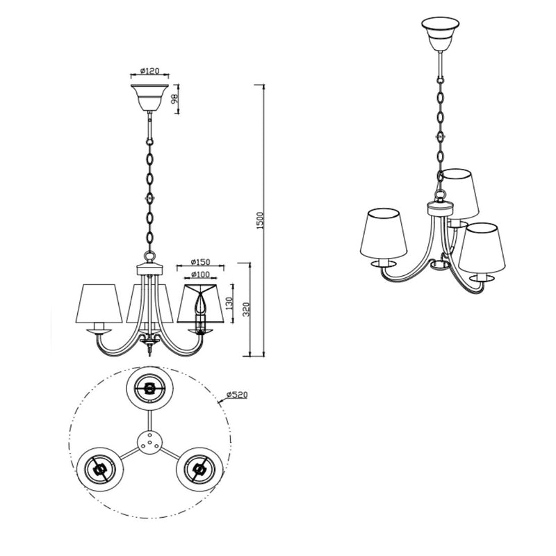 Cortez 110600331 | Lampadario chandelier | Trio Lighting 