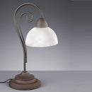 Lampada da tavolo rustica Country con vetro alabastro e struttura tradizionale