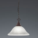 Lampadario rustico serie Country in metallo corten ruggine con vetro alabastro Ø33 cm