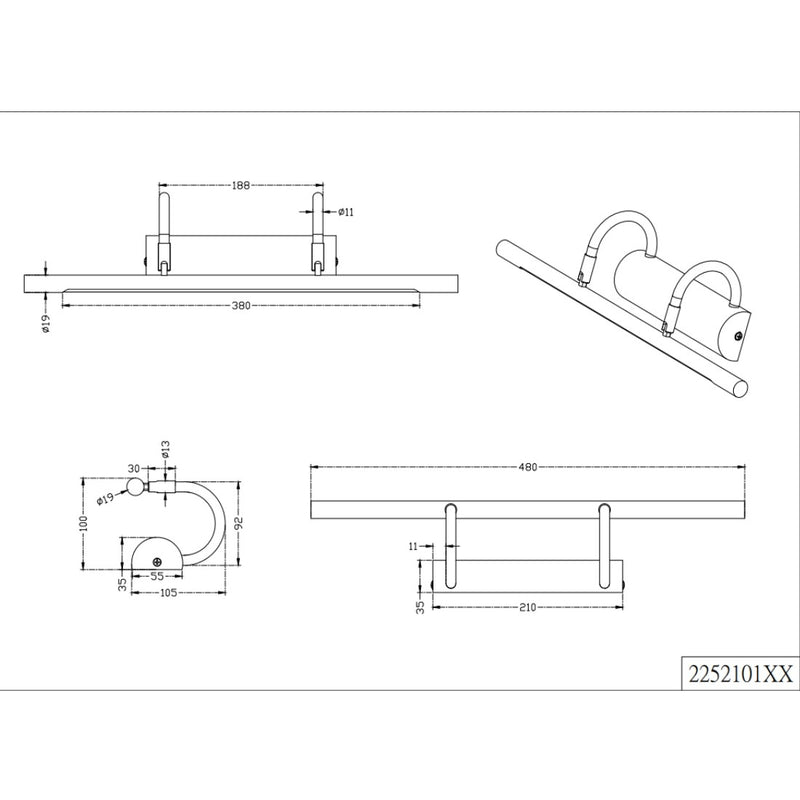 Cuadro 225210104 | Applique oro antico | Illuminazione da quadro | Trio Lighting