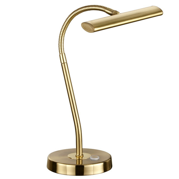 Curtis - Lampada LED 4W flessibile, professionale da ufficio, ottone lucido, 3 intensità di luce