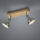 Faretto Delhi orientabile 2 luci per ambienti rustici e moderni in legno e metallo