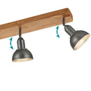 Faretti da soffitto Delhi 3 luci legno e metallo design vintage industriale urban
