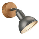 faretto singolo orientabile vintage in legno e metallo anticato