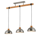 Lampadario a sospensione Delhi con 3 calate regolabili in metallo anticato e legno chiaro
