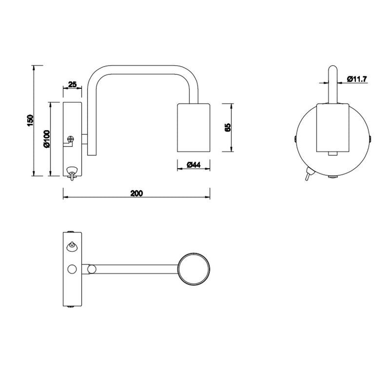 Diallo 208070132 | Applique moderna nera | Trio Lighting