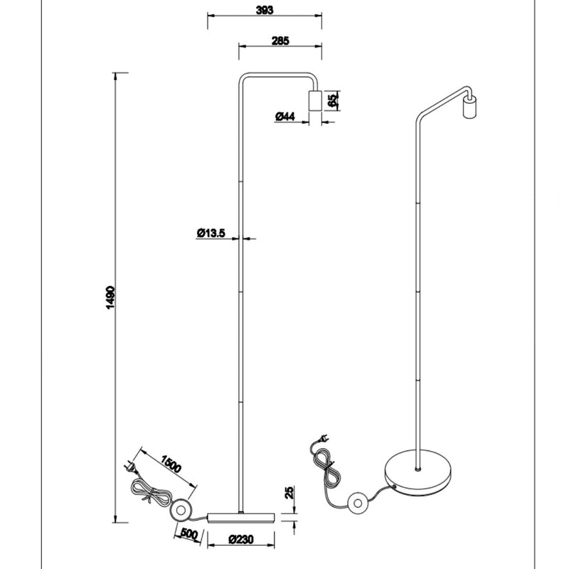 Diallo 408000132 | Lampade da terra | Piantana moderna | Trio Lighting