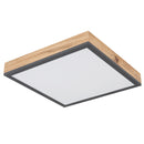 plafoniera LED Doro 12W 30x30 cm in legno e grafite