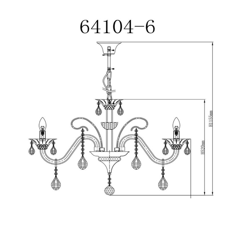 Dunja 64104-6 | Lampadario chandelier | vetro e clristalli | Globo Lighting