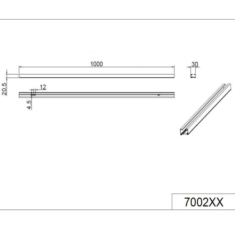 DUOLINE - Binario elettrificato bifase per sistema di illuminazione componibile, lunghezza 100 cm
