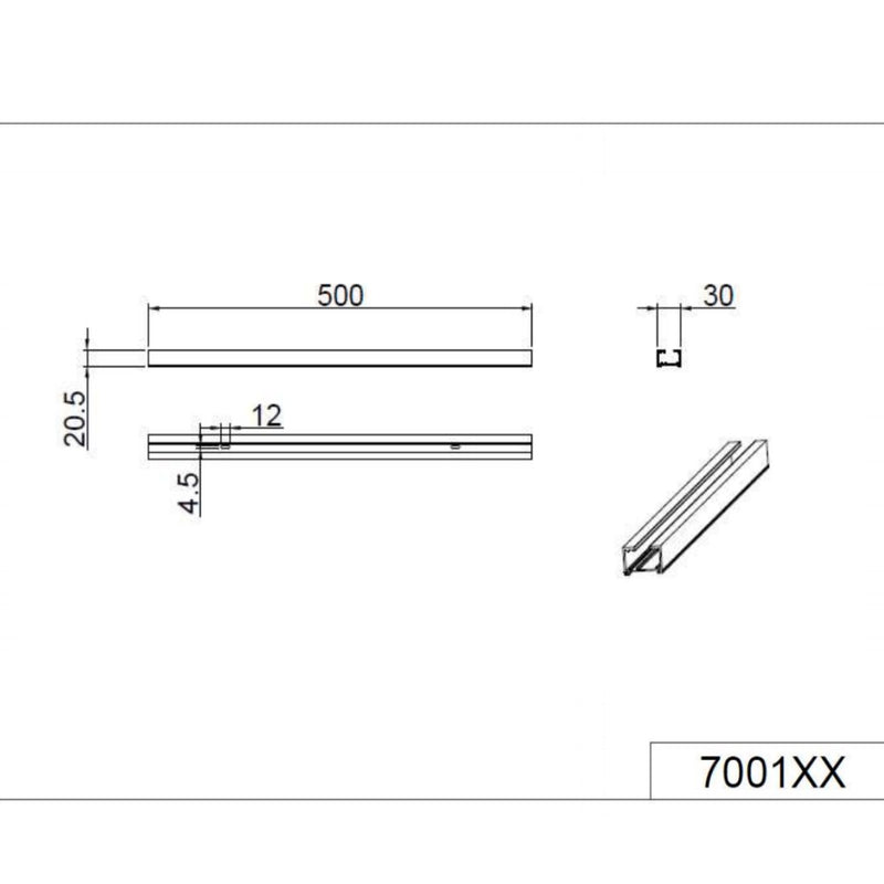 DUOLINE - Binario elettrificato bifase per sistema di illuminazione componibile, lunghezza 50cm