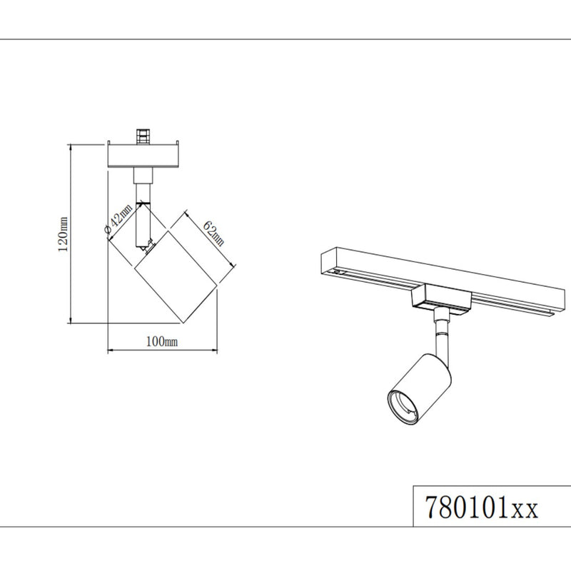 DUOLINE - Diallo spot orientabile per sistema di illuminazione su binario elettrificato