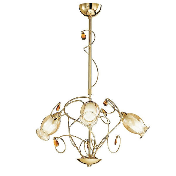 Ely - Lampadario classico design floreale oro 3 luci