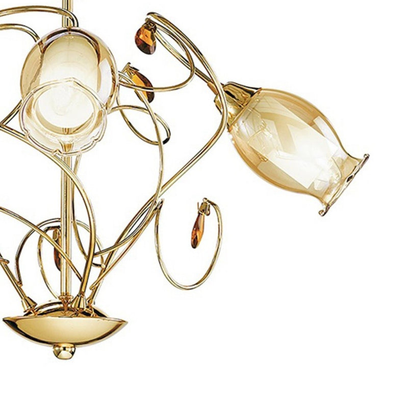 Ely - Lampadario classico design floreale oro 3 luci