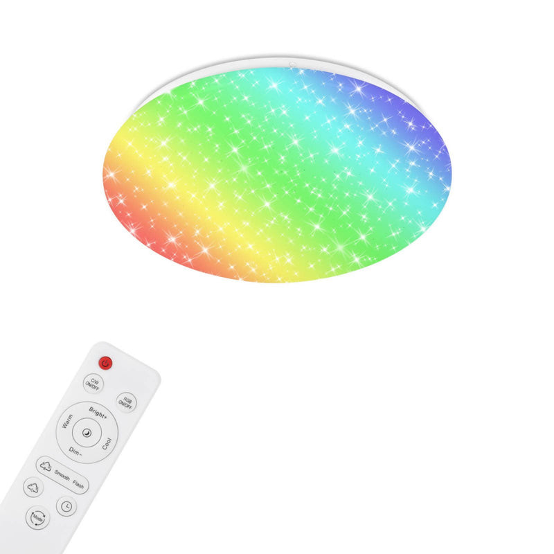 Barny - Plafoniera LED 21W, Ø 33cm, con telecomando, dimmerabile, bianco variabile CCT, luce colorata RGB, Smart WI-FI