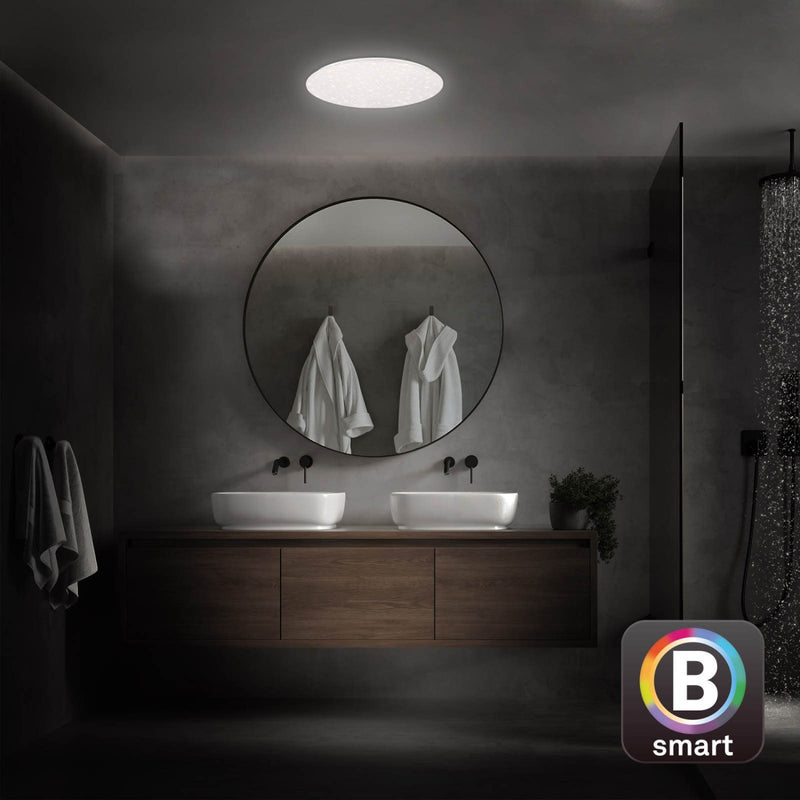 Barny - Plafoniera LED 21W, Ø 33cm, con telecomando, dimmerabile, bianco variabile CCT, luce colorata RGB, Smart WI-FI