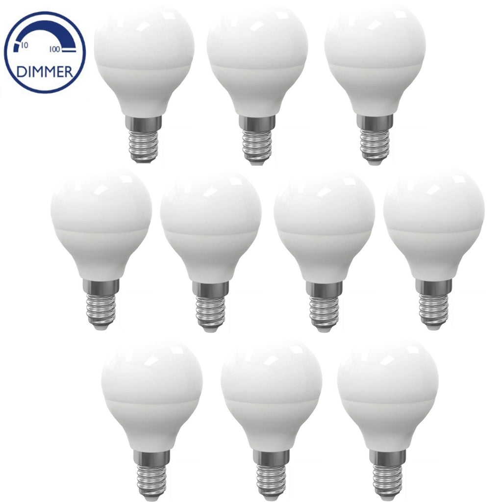 10 lampadine LED 6W dimmerabili, attacco piccolo E14, forma a sfera, 480  lumen, 3000K/4000K/6500K