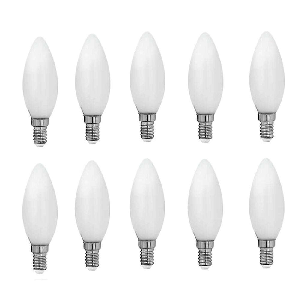 10 lampadine LED 4W a candela, attacco piccolo E14, 400 lumen, 2700K/4
