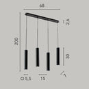 I-FLUKE-S4 NERO | Lampadario Fluke 4 luci | Fan Europe