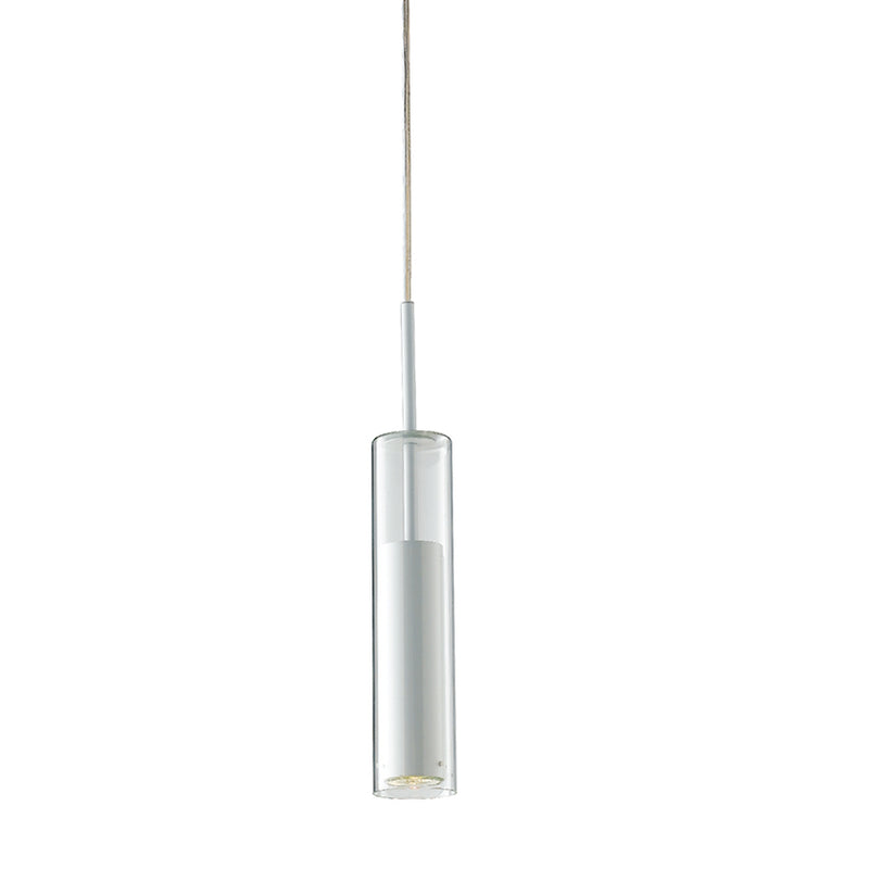 Taboo - Lampadario a sospensione moderno tubolare in vetro trasparente e metallo bianco