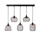 lampadario a sospensione vintage industriale 5 luci con paralumi a gabbia in metallo nero