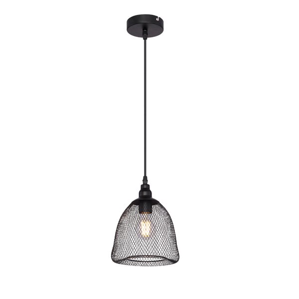 Anya - Lampadario moderno vintage paralume a gabbia Ø18,5 cm, in metallo nero, Globo Lighting